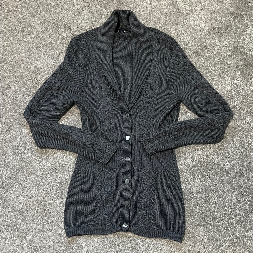 Brooks Brothers Cardigan Sweater Merino Wool Silk Cashmere Grey size small